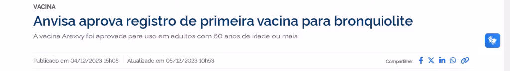 ANVISA A vacina para o VSR - Arexvy - GSK